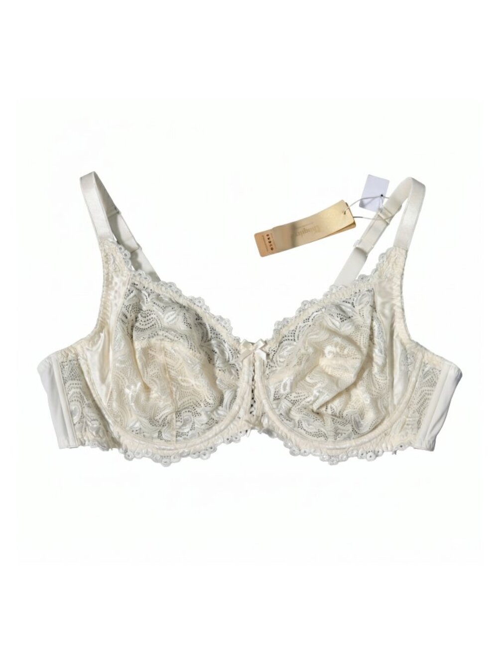 NWT | Wingslove Cream Embroidered Floral Lace Underwire Full Coverage Bra | 44D